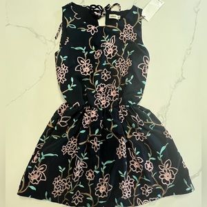 LAVAND navy floral embroidered dress size small never worn